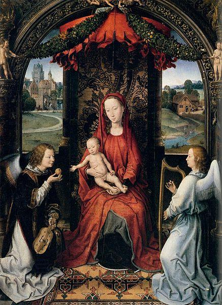 Hans Memling Madonna Enthroned with Child and Two Angels China oil painting art